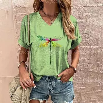 2024 Женская футболка Летняя футболка с 3D графическим принтом Женская одежда больших размеров Негабаритная дизайнерская рубашка с коротким рукавом Женская с круглым вырезом M