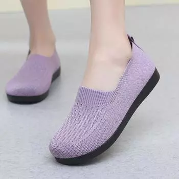 2024 Женская летняя обувь сетчатая дышащая легкая повседневная обувь на плоской подошве женские мокасины носки обувь для женщин Zapatillas Mujer 35 чёрный