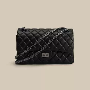 2024 Женская маленькая модная сумка через плечо из овчины с бриллиантовой цепочкой белый