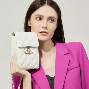 2024 Женская мини-сумка через плечо из натуральной кожи - стильная летняя сумка на цепочке чёрный