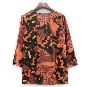 2024 Женская мода Ранняя весна Новая шелковая бархатная футболка с круглым вырезом и длинными рукавами из натурального шелка тутового дерева с принтом S
