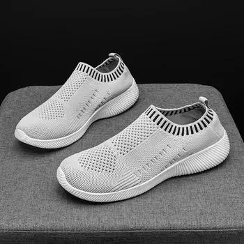 2024 Женская мода сетчатые спортивные дышащие ленивые мокасины с плоской подошвой нескользящие походные туфли женские кроссовки тренд теннис 38 синий