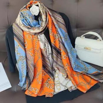 2024 Женская мода шелковый шарф женские шарфы дамы пляжная накидка шифоновый платок солнцезащитный принт платок глушитель классическая бандана 180X90cm