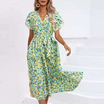 2024 женская модная одежда высокого качества, летняя одежда, платье с цветочным принтом, уличная одежда с боковыми разрезами, повседневные юбки для женщин L чёрный