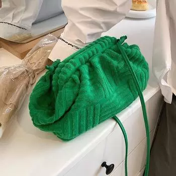 2024 женская модная сумка-клатч с тиснением на полотенце, сумка-клатч большой вместимости, полосатая универсальная сумка-мессенджер на одно плечо Mini(Max Length 20cm) чёрный