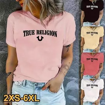 2024 женская новая футболка с круглым вырезом и короткими рукавами, летняя повседневная дышащая освежающая женская футболка свободного покроя с короткими рукавами S