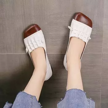 2024 женская обувь большого размера на плоской подошве, уличная повседневная обувь, новые летние туфли с открытым носком, модные лоферы в стиле ретро с мягкой подошвой 42 чёрный