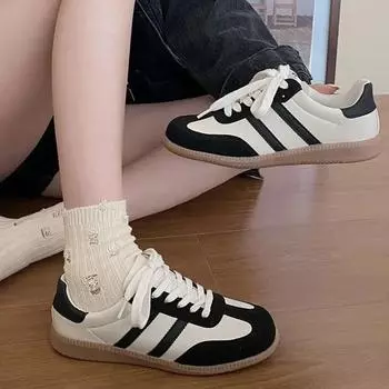 2024 Женская обувь для моральной подготовки, повседневные весенние туфли на плоской подошве, женские низкие спортивные повседневные кроссовки с круглым носком, кожаные женские туфли на плоской подошве 35 хаки