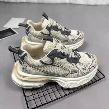 2024 Женская обувь Кроссовки Женская обувь для отдыха Модная универсальная дышащая обувь на платформе с мелким носком на шнуровке Осень 35 покинуть белый