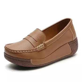 2024 женская обувь на высоком каблуке, женская повседневная обувь из натуральной кожи, дышащая модная непромокаемая обувь на танкетке, женские кроссовки 35 чёрный