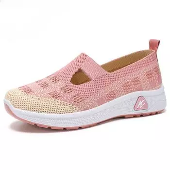 2024 женская обувь, новейшая летняя дышащая и удобная одиночная обувь в клетку в сетку, тканевая обувь в старом Пекине, обувь для мам 36