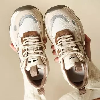 2024 женская обувь шоу маленькая и универсальная спортивная и повседневная обувь женская обувь на платформе папины обувь детская 35 бежевый