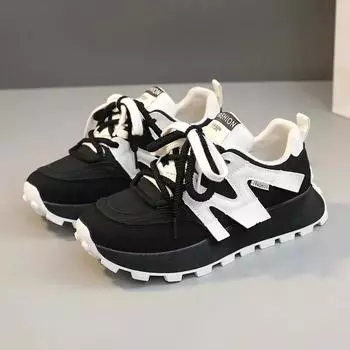 2024 Женская обувь Vulcanize Новинка 2024 Весна Осень Комфорт Толстая Подошва Дышащие Кроссовки Повседневная 2024 Женская Увеличенная Обувь 35 хаки