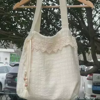 2024 Женская плиссированная сумка большой вместимости - Универсальная японская сумка через плечо кремовый/белый