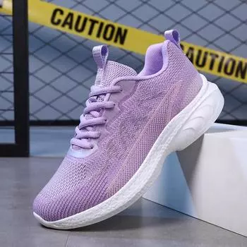 2024 Женская повседневная спортивная обувь, летающие тканые кроссовки, уличная спортивная обувь, обувь с дышащей сеткой 35 белый