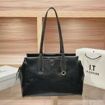 2024 Женская ретро-сумка большой вместимости для путешествий и поездок на работу чёрный