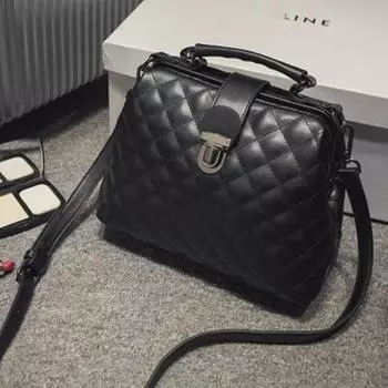 2024 Женская сумка через плечо в корейском стиле с ромбовидным узором и пряжкой-замком Matte Brown