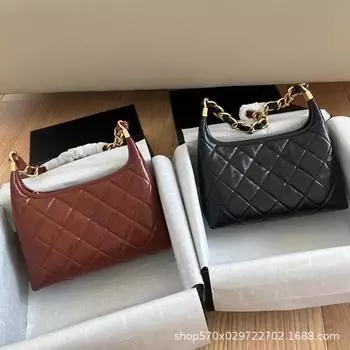 2024 Женская сумка-хобо из натуральной кожи - овчина с пропиткой маслом и воском с цепочкой 22.5