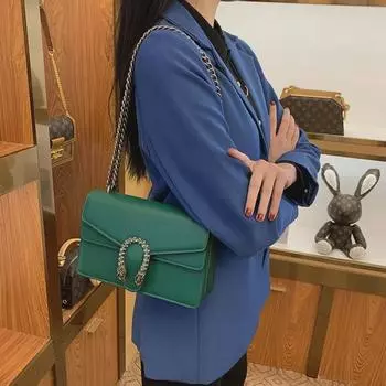 2024 Женская сумка-мессенджер Dionysus из натуральной кожи в стиле ретро чёрный