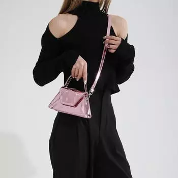 2024 женская сумка новая модная лакированная кожа женская сумка подмышкой иностранный стиль текстура французская золотая сумка сумка через плечо чёрный