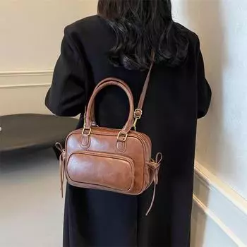 2024 Женская сумка-рюкзак в стиле ретро, модная универсальная сумка через плечо высокого класса для поездок на работу, большая вместимость 27*12*17 чёрный