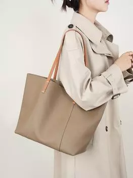 2024 Женская сумка-тоут ручной работы из коровьей кожи с верхним слоем: Большая вместительная сумка для поездок на работу и через плечо null чёрный