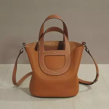 2024 Женская сумка-ведро из натуральной кожи с отделкой в виде свиного носа - через плечо и через сумку-мессенджер