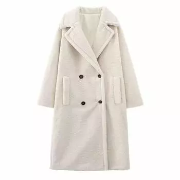 2024 женская трехцветная утолщенная шерстяная куртка-тренчкот женская F8203 XS