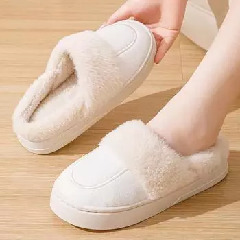 2024 Женская зимняя хлопковая нескользящая домашняя обувь - удобная, на толстой подошве, теплая для пар 38-39 серый