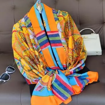 2024 Женские 180*90 см Модные Красивые Мягкие Шелковые Шарфы Женские Дамские Шаль Хиджаб Накидка Платок Бандана Каштан Пляжный Парео