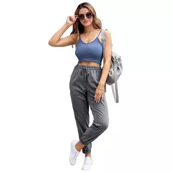 2024 Женские эластичные широкие джинсы со шнурком S серый