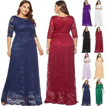 2024 женские большие размеры макси коктейльные вечерние свадебные вечерние вечерние кружевные длинные платья XL темно-синий