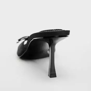 2024 Женские босоножки с открытым носком на высоком каблуке, большой размер 2024 Летние женские удобные весенние туфли на высоком каблуке в стиле ретро, бежевые, на шпильке, Fl 35 чёрный