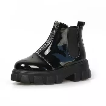 2024 Женские ботильоны с круглым носком из искусственной кожи, универсальные квадратные туфли на высоком каблуке, модные зимние женские ботинки 4