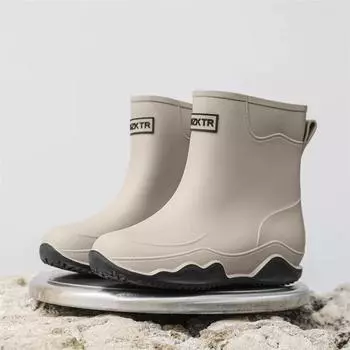 2024 Женские дождевые ботинки Летние ботильоны Повседневные женские плоские дождевые ботинки Модные рабочие дождевые ботинки Резиновые водонепроницаемые Botas De Lluvia 36