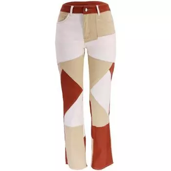 2024 Женские джинсы, женские модные джинсовые прямые брюки с высокой талией XS оранжевый