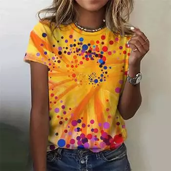 2024 Женские футболки с 3D-цветным принтом, готическая графика, летние праздничные вечерние футболки, повседневная женская одежда с короткими рукавами XXS