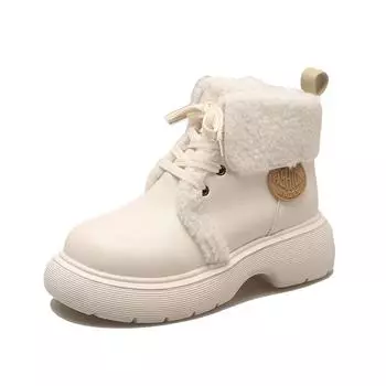 2024 женские готические зимние новые женские теплые зимние ботинки водонепроницаемые на шнуровке утолщенные плюшевые зимние ботинки женские теплые ботильоны на платформе 35 чёрный