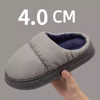 2024 Женские и мужские уютные тапочки с флисовой подкладкой и нескользящей резиновой подошвой, удобные теплые туфли из хлопка без застежек, однотонная домашняя обувь для дома 36-46 36 чёрный