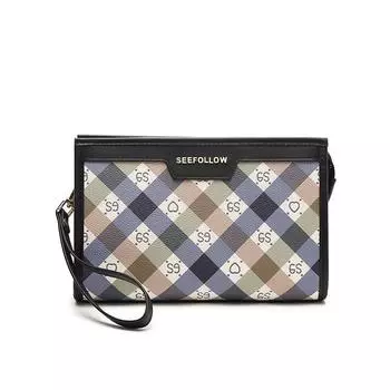 2024 женские клатчи из натуральной кожи, великолепная вечерняя вечерняя сумка, женские деловые клатчи, красочная клетчатая сумка из воловьей кожи, кошелек чёрный