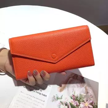 2024 женские кошельки из натуральной кожи, длинный кошелек-конверт из воловьей кожи, женские клатчи, большой вместительный бумажник для телефонных карт чёрный
