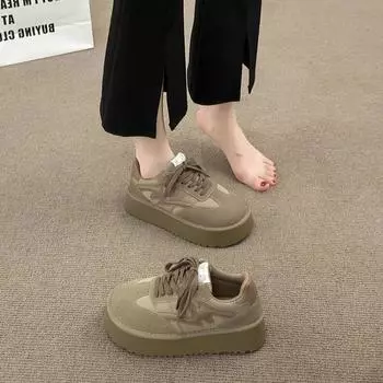2024 Женские кроссовки на шнуровке, спортивная обувь на танкетке, женская вулканизированная обувь, повседневные женские кроссовки на платформе, удобные, Zapatillas De Mujer 35