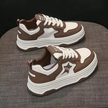 2024 Женские кроссовки на толстой подошве Модные повседневные простые женские спортивные туфли 35 чёрный