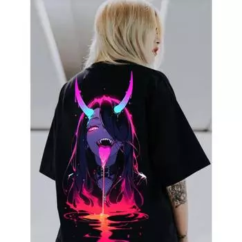 2024 Женские летние модные футболки для мужчин и женщин унисекс большого размера с героями аниме в японском стиле в уличном стиле супер крутые парные футболки S