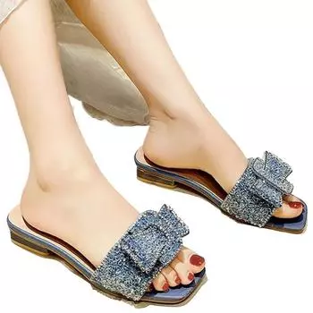 2024 Женские летние новые роскошные дизайнерские женские туфли со стразами Простые однотонные нескользящие пляжные тапочки на плоской подошве для женщин 35