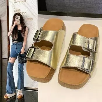 2024 Женские летние повседневные тапочки на плоской подошве Шлепанцы Женские новинки 2024 Платья Пляжные сандалии Женские дизайнерские брендовые прогулочные шлепанцы 35 бежевый