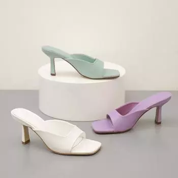2024 Женские летние туфли на высоком каблуке 8,5 см, синие фиолетовые шлепанцы, босоножки-мюли, женские тапочки, дизайнерские туфли с открытым носком на тонком каблуке, фетиш-обувь для выпускного вечера 35 белый