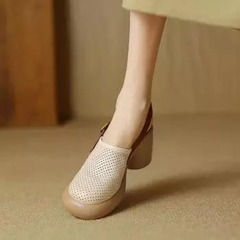 2024 Женские Новые Роскошные Босоножки Летние Туфли На Среднем Каблуке Массивные Повседневные Дизайнерские Туфли-лодочки Мюли Дышащая Обувь Zapatos Ladies 35