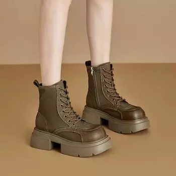 2024 Женские парусиновые мотоциклетные ботинки на шнуровке, повседневная обувь на платформе, женские ботинки, рабочая одежда, ботинки для пустыни, женские ботинки 35