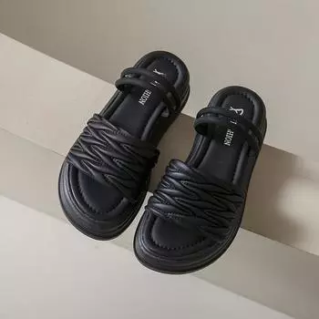 2024 женские повседневные бохо с эластичным ремешком на щиколотке пляжные прогулочные сандалии на платформе с открытым носком на танкетке туфли без застежек Zapatillas Mujer 35 бежевый